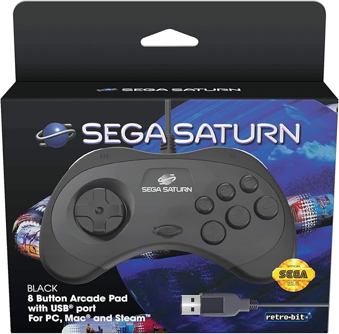 manette Sega Saturn retrobit noir