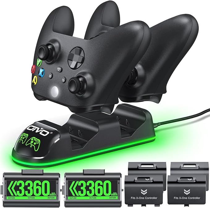 Chargeur Manette Xbox avec 2 x 3360 mWh Rechargeable Batterie Manette Xbox pour Xbox Series/One X/S/Elite Manette, Chargeur Manette Xbox Serie X avec Batterie Xbox, Accessoire Xbox