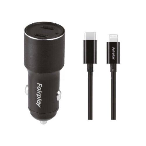 FAIRPLAY Pack Chargeur Voiture 60W + Câble Lightning