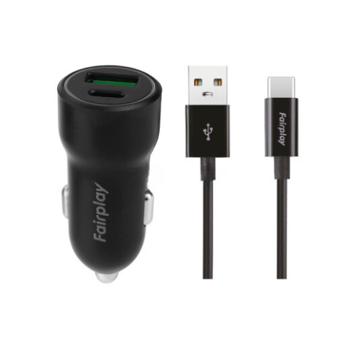 FAIRPLAY Pack Chargeur Voiture 20W + Câble USB-C